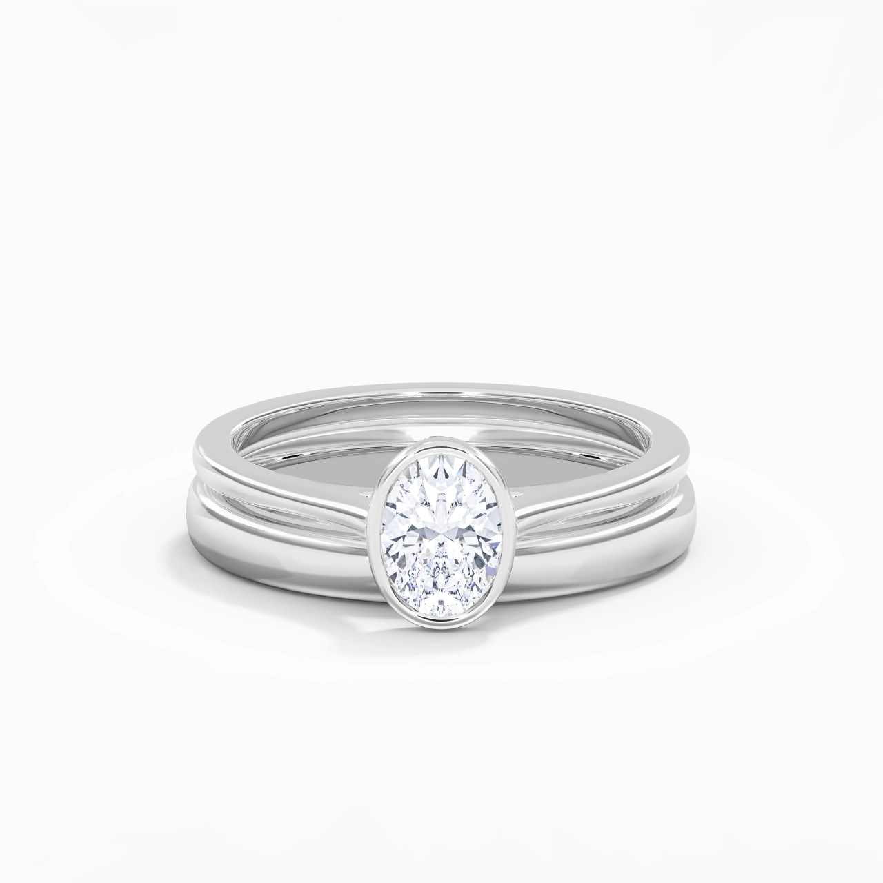 Solitaire Bezel Bridal Set 1.00ct Moissanite