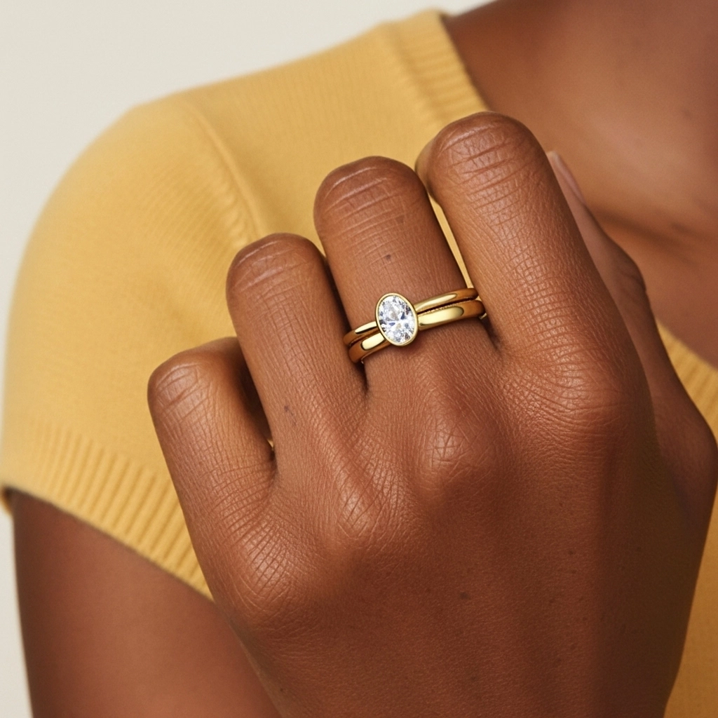 Solitaire Bezel Bridal Set 1.00ct Moissanite