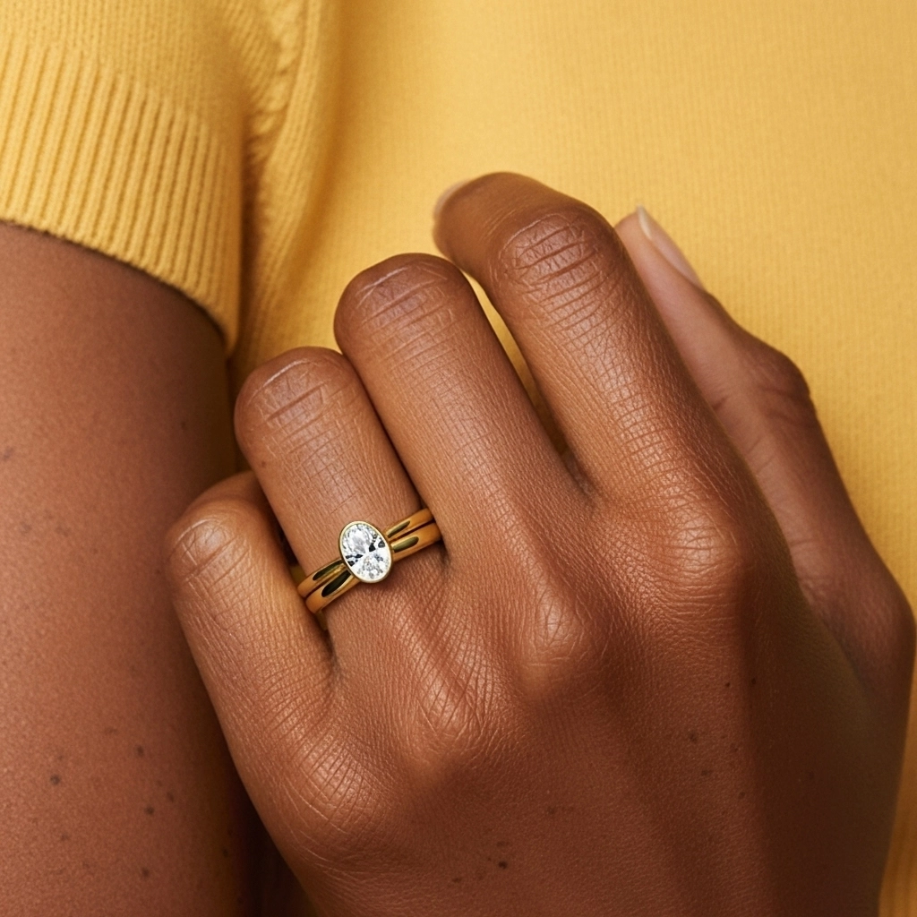 Solitaire Bezel Bridal Set 1.00ct Moissanite