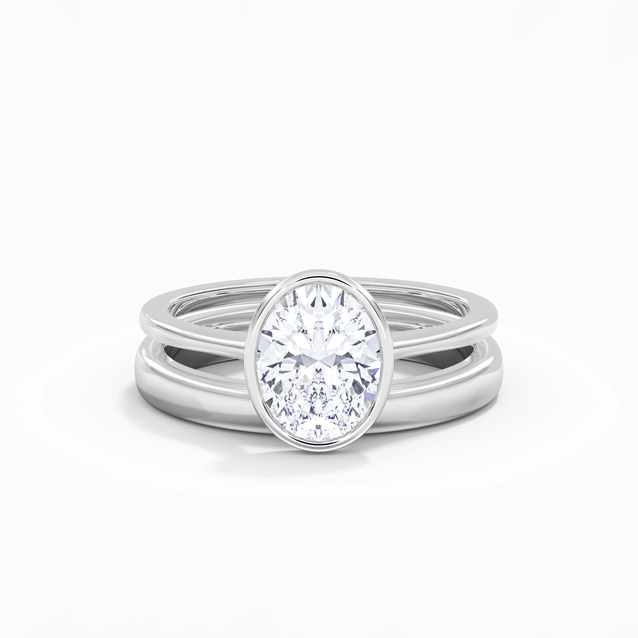 Solitaire Bezel Bridal Set 2.00ct Moissanite