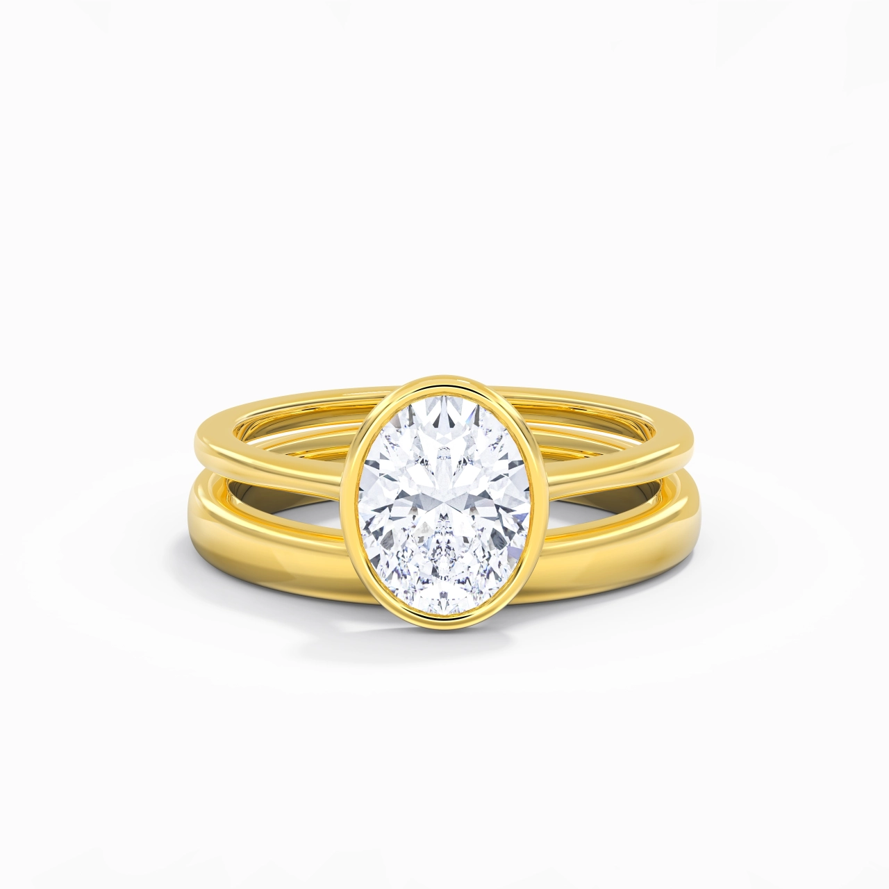 Solitaire Bezel Bridal Set 2.00ct Moissanite