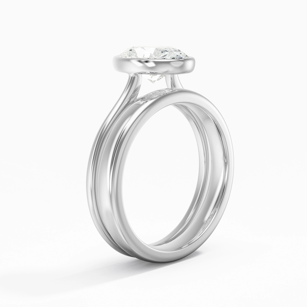 Solitaire Bezel Bridal Set 2.00ct Moissanite