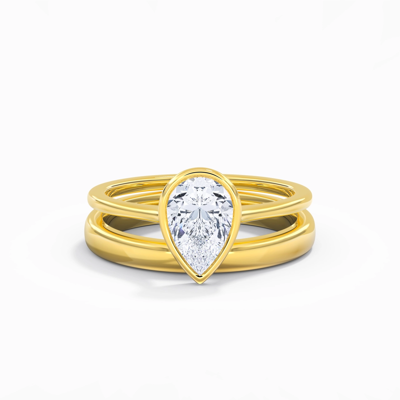 Solitaire Bezel Bridal Set 1.50ct Moissanite