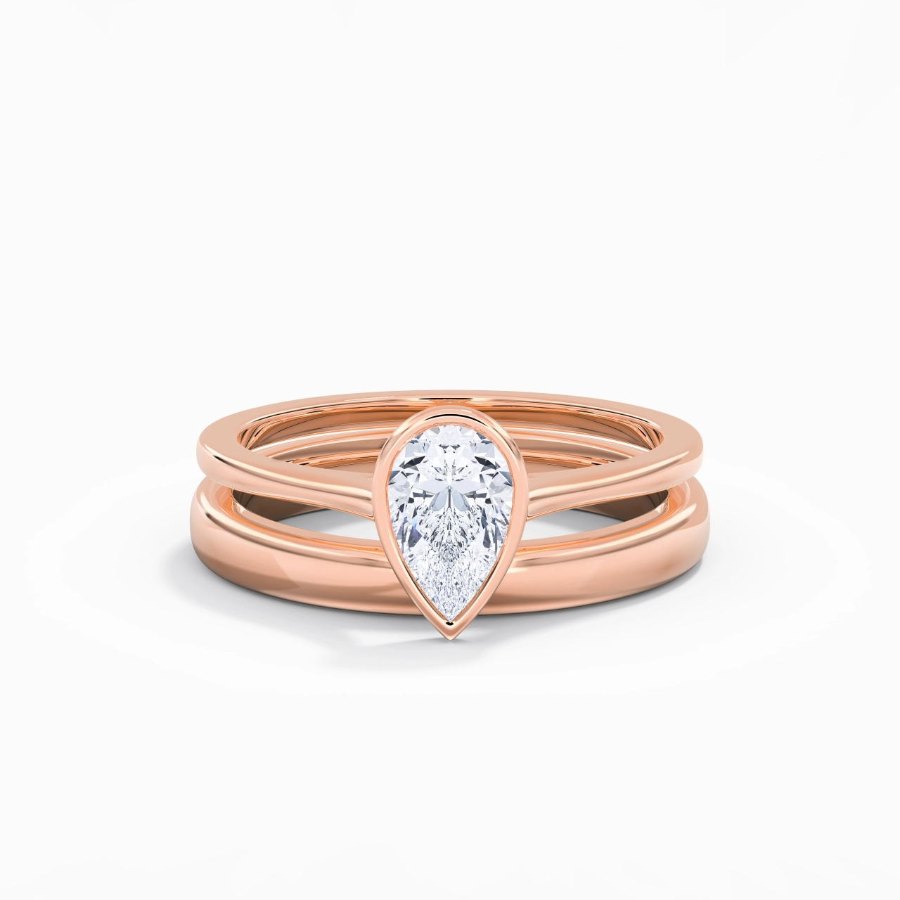Solitaire Bezel Bridal Set 1.00ct Moissanite