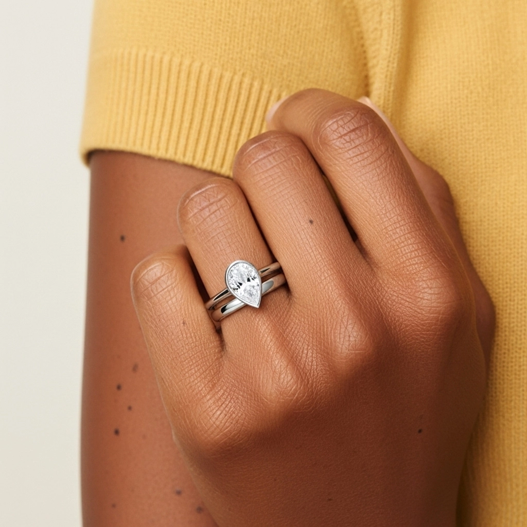 Solitaire Bezel Bridal Set 1.00ct Moissanite