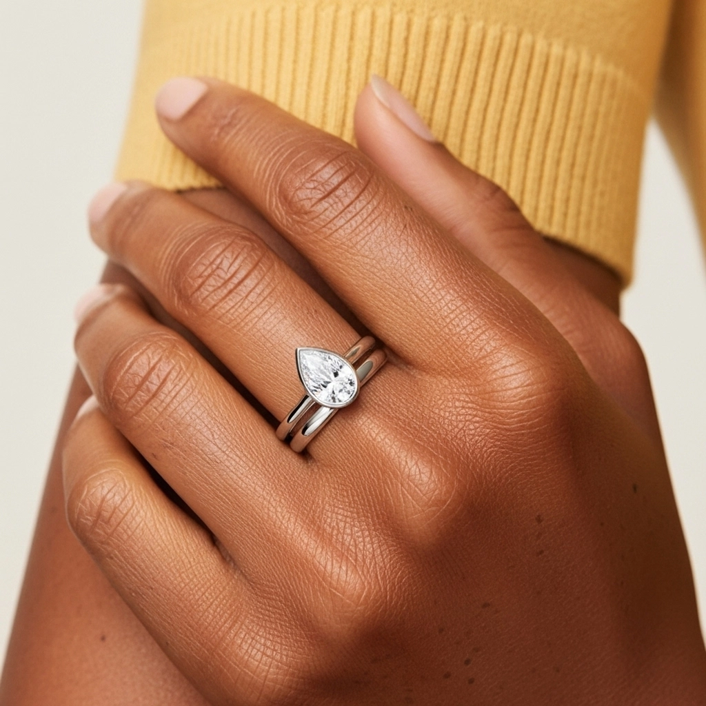 Solitaire Bezel Bridal Set 1.00ct Moissanite