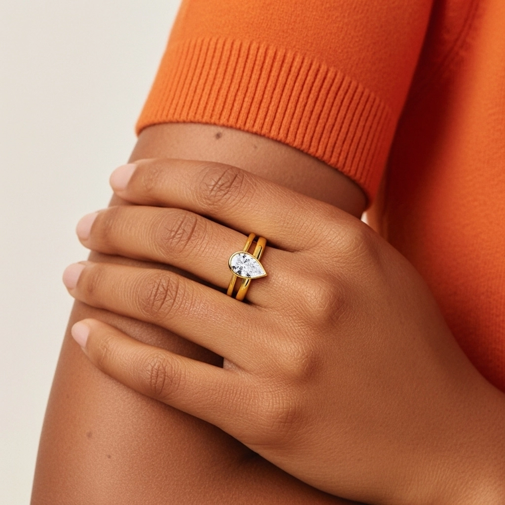 Solitaire Bezel Bridal Set 1.00ct Moissanite