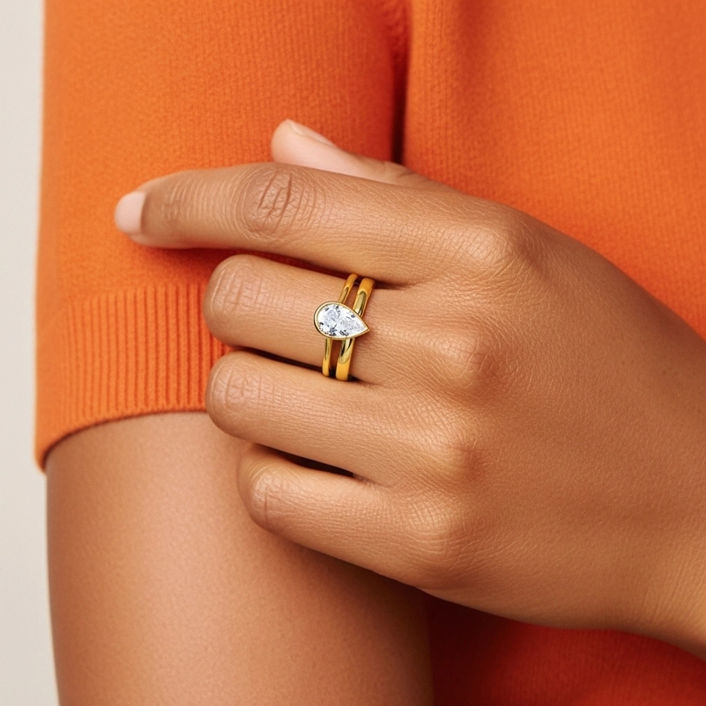 Solitaire Bezel Bridal Set 1.00ct Moissanite