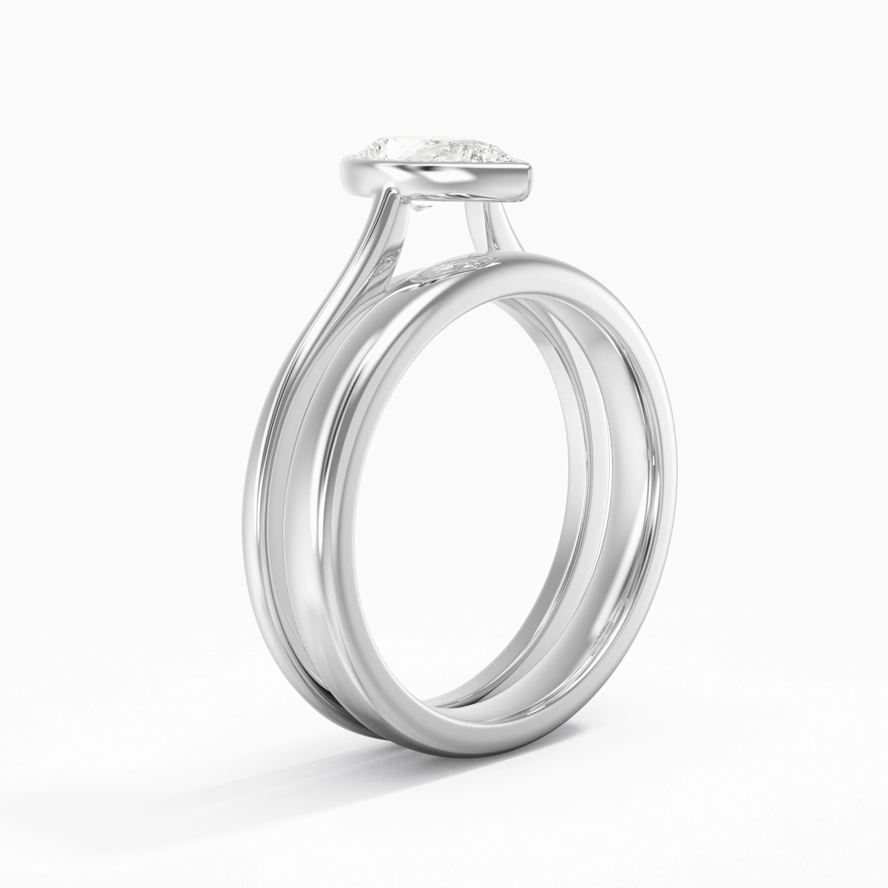 Solitaire Bezel Bridal Set 1.00ct Moissanite