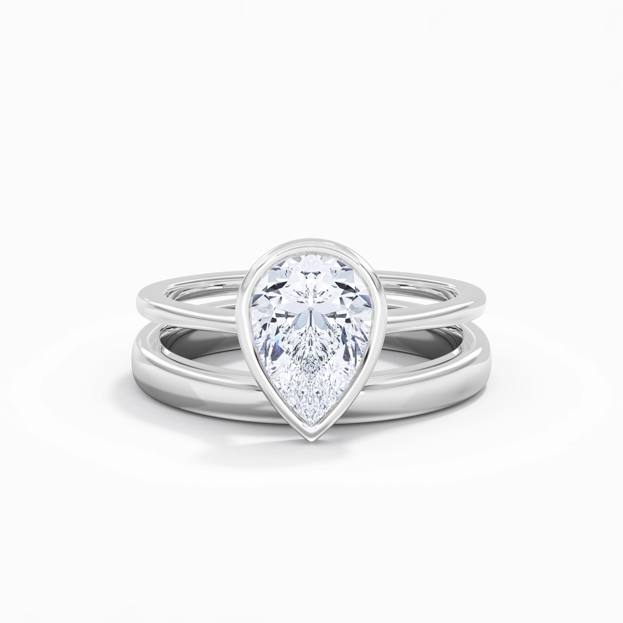Solitaire Bezel Bridal Set 2.00ct Moissanite