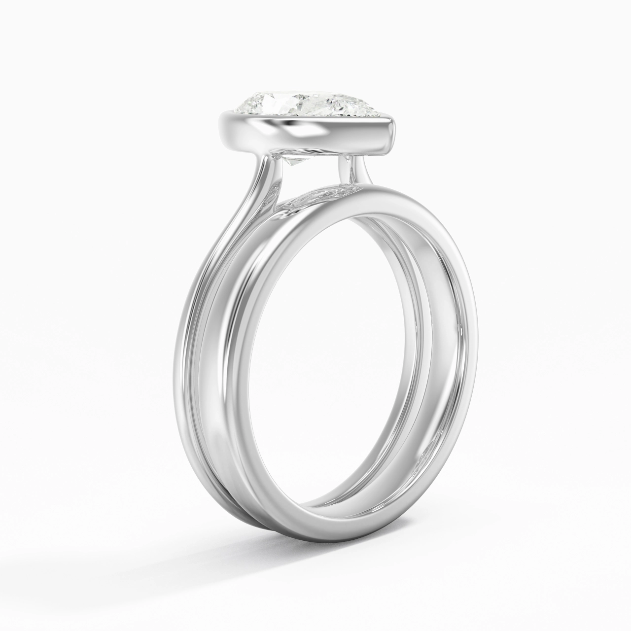 Solitaire Bezel Bridal Set 2.00ct Moissanite