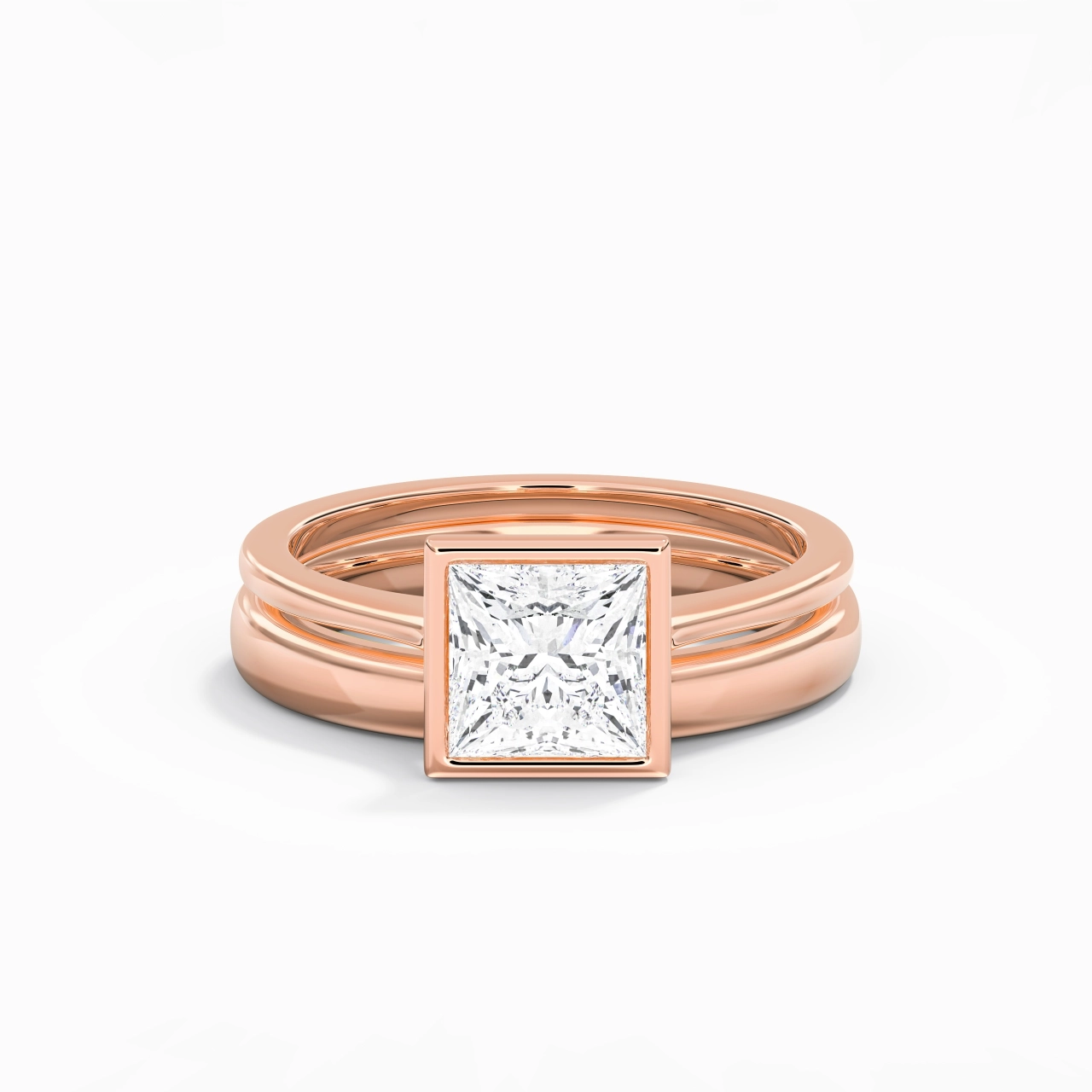 Solitaire Bezel Bridal Set 1.50ct Moissanite