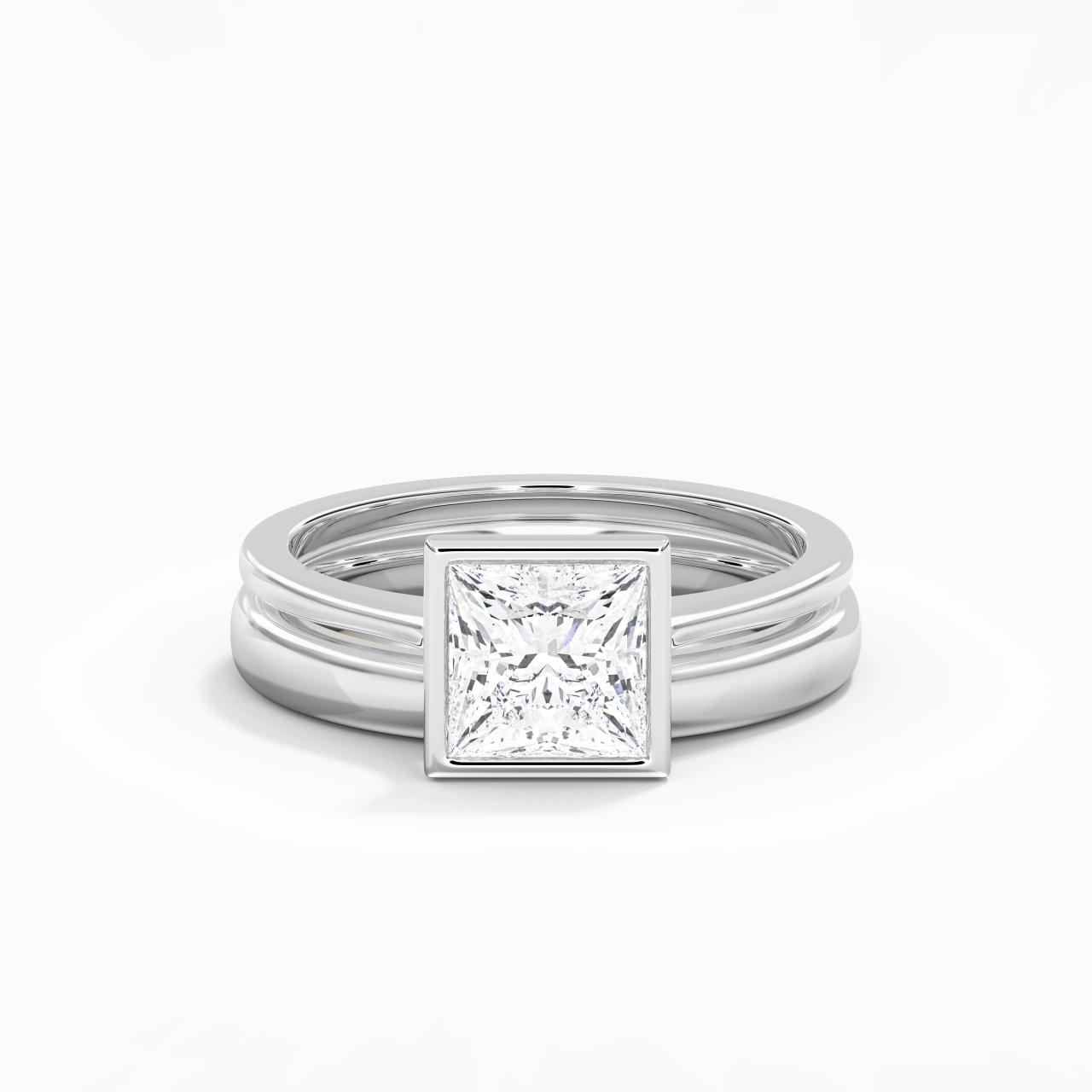 Solitaire Bezel Bridal Set 1.50ct Moissanite