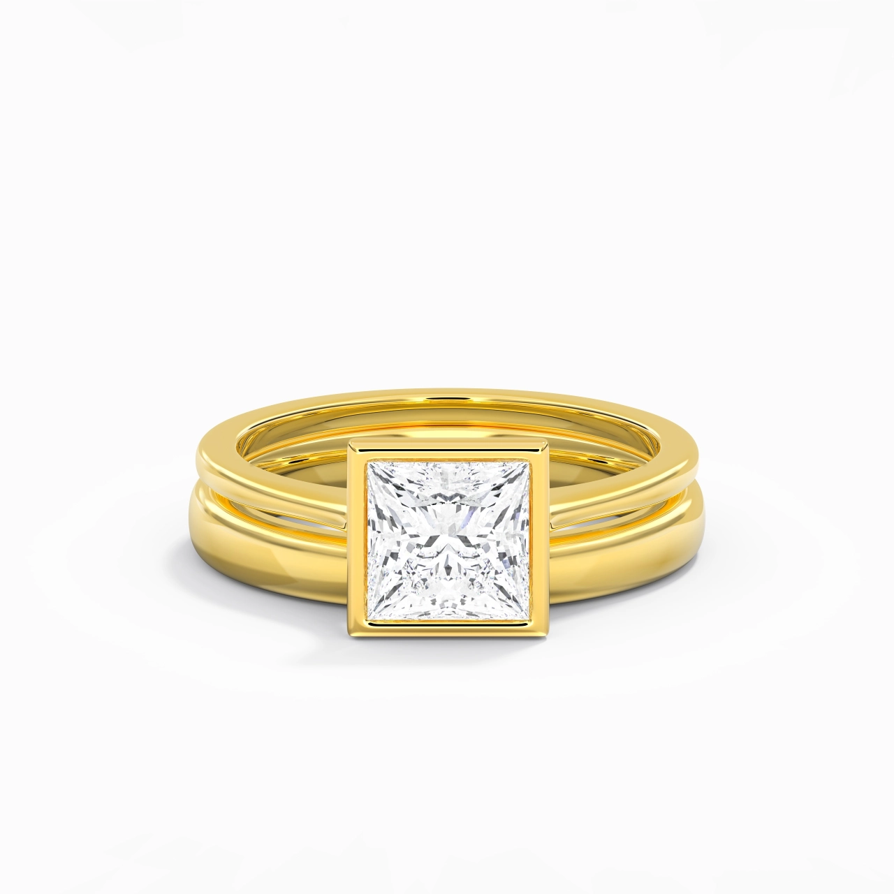 Solitaire Bezel Bridal Set 1.50ct Moissanite