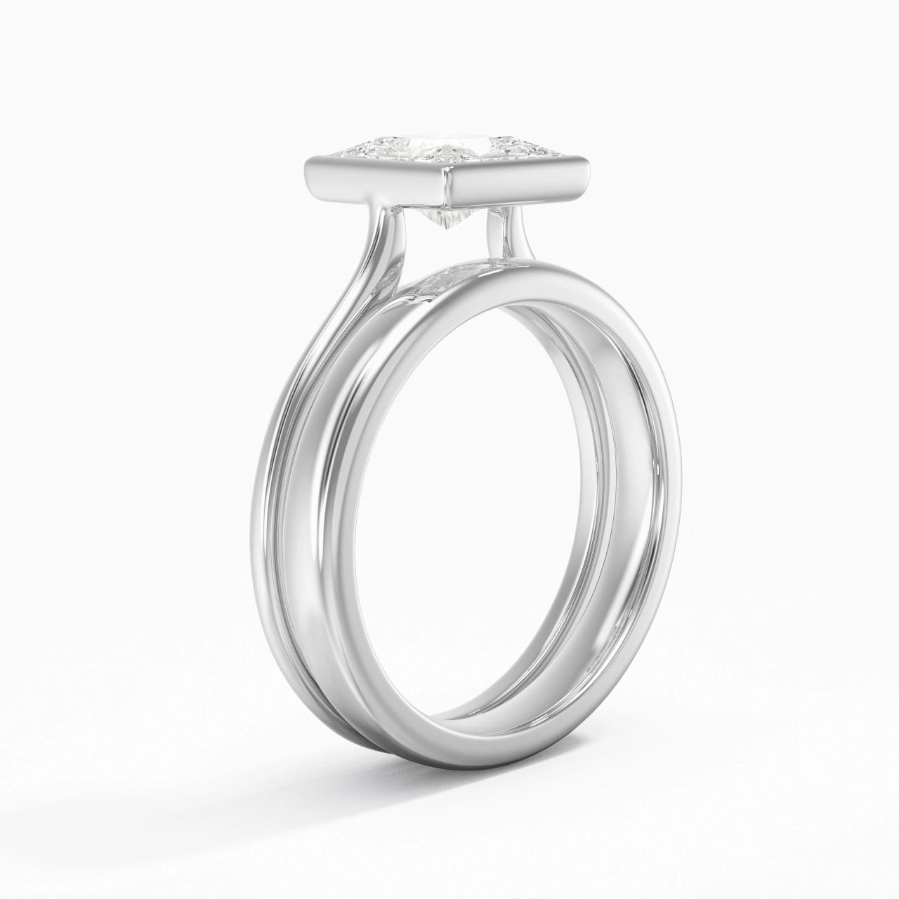 Solitaire Bezel Bridal Set 1.50ct Moissanite