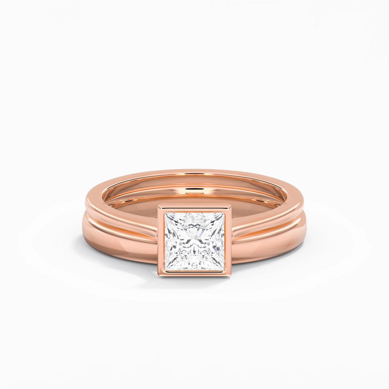 Solitaire Bezel Bridal Set 1.00ct Moissanite