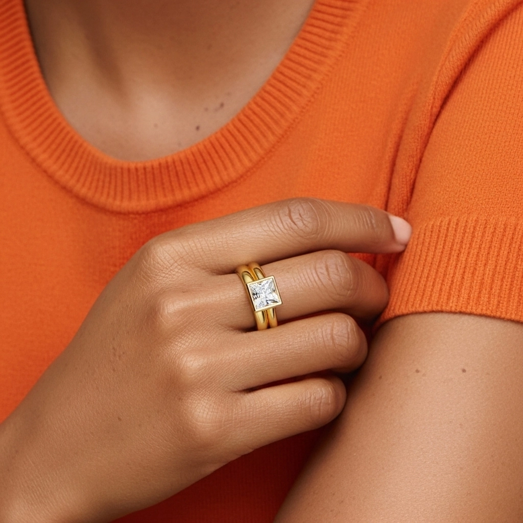 Solitaire Bezel Bridal Set 1.00ct Moissanite