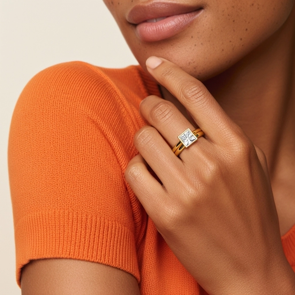 Solitaire Bezel Bridal Set 1.00ct Moissanite