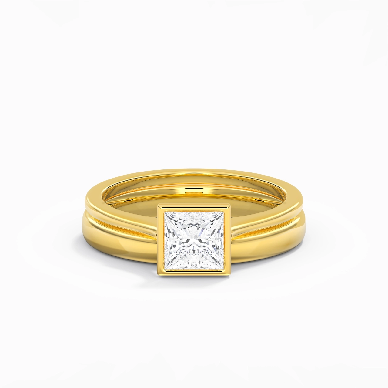 Solitaire Bezel Bridal Set 1.00ct Moissanite