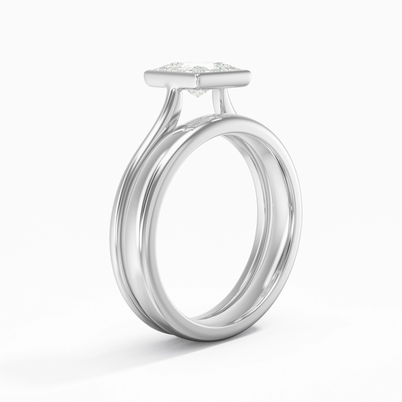 Solitaire Bezel Bridal Set 1.00ct Moissanite