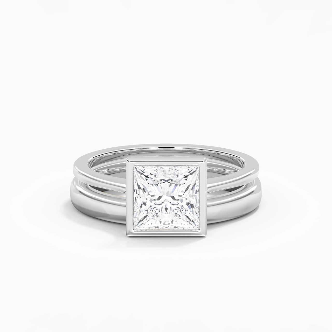 Solitaire Bezel Bridal Set 2.00ct Moissanite