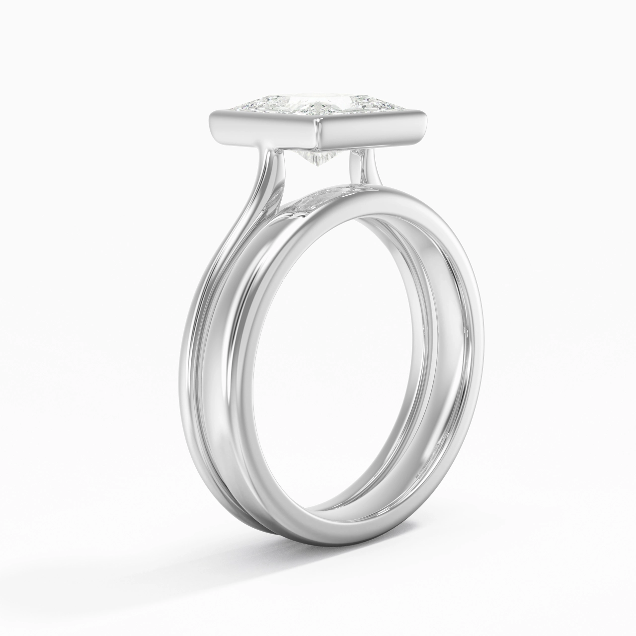 Solitaire Bezel Bridal Set 2.00ct Moissanite