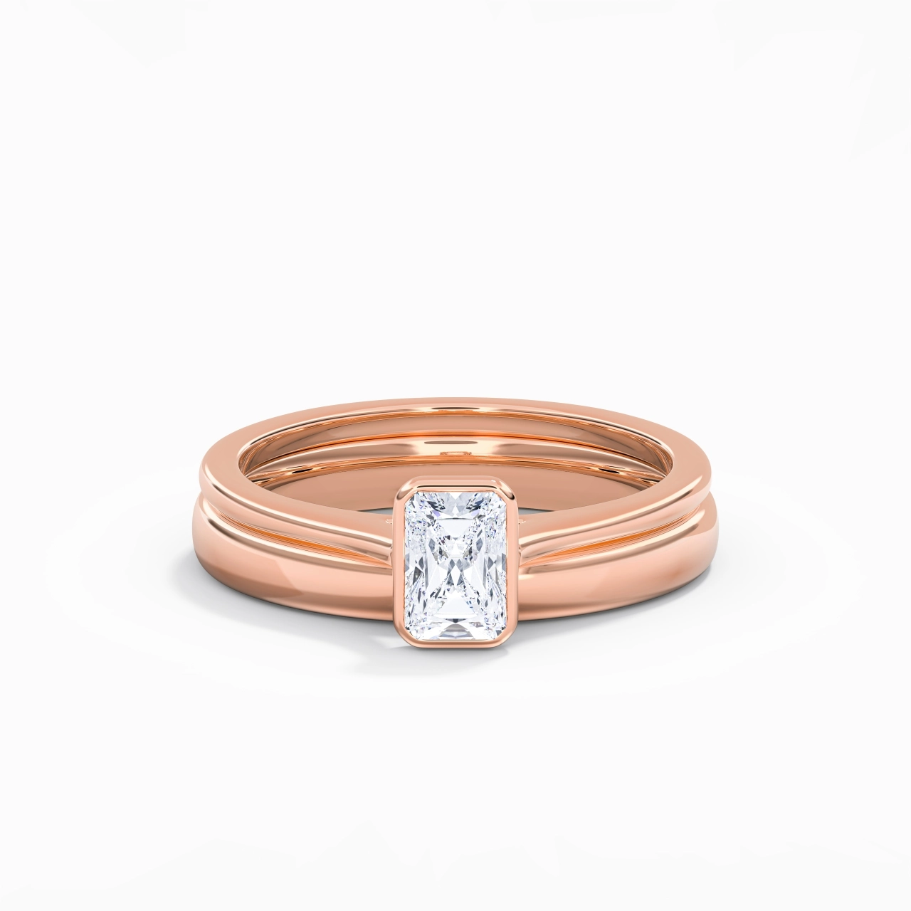 Solitaire Bezel Bridal Set 0.80ct Moissanite