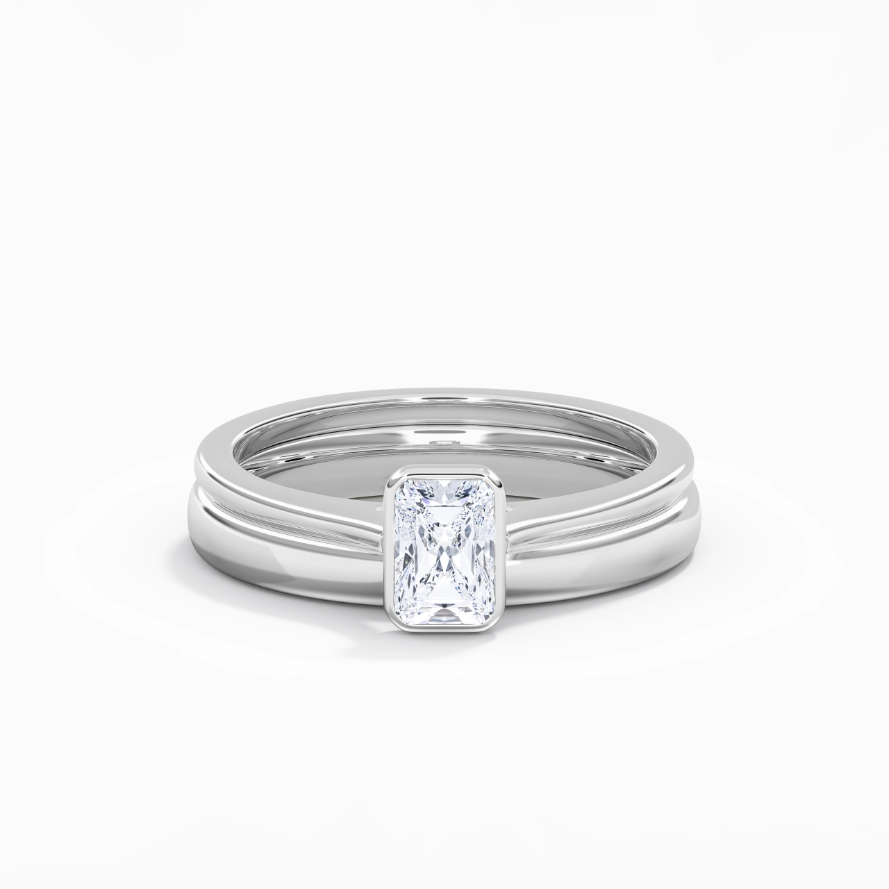 Solitaire Bezel Bridal Set 0.80ct Moissanite
