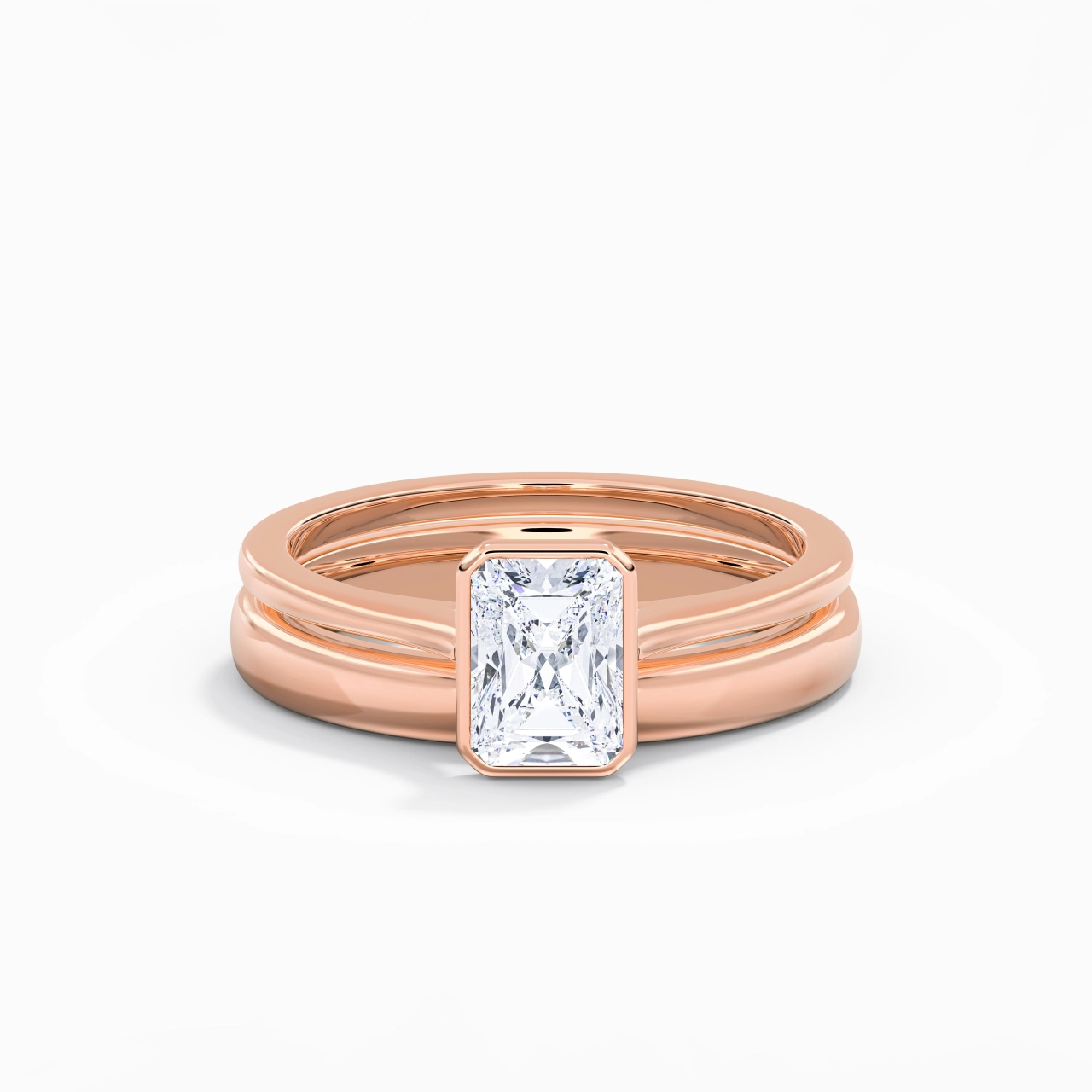 Solitaire Bezel Bridal Set 1.00ct Moissanite