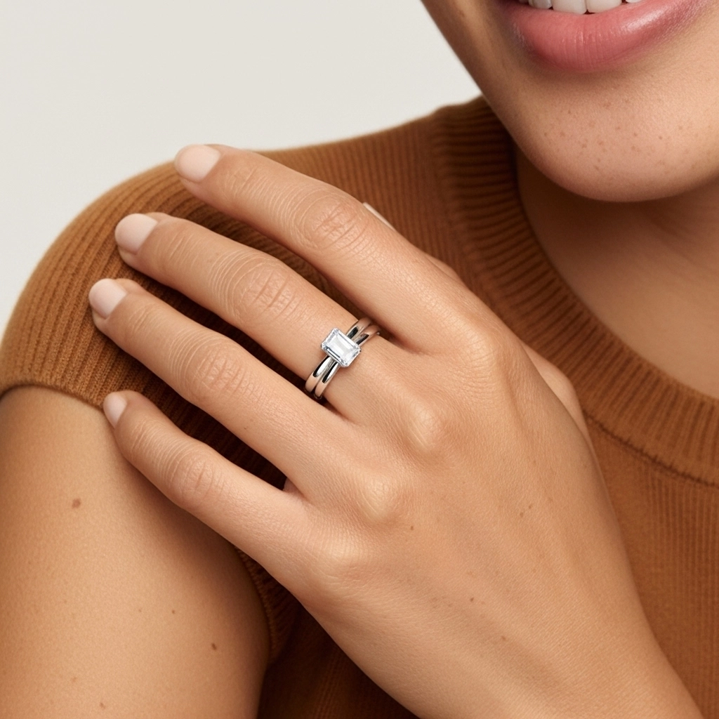 Solitaire Bezel Bridal Set 1.00ct Moissanite