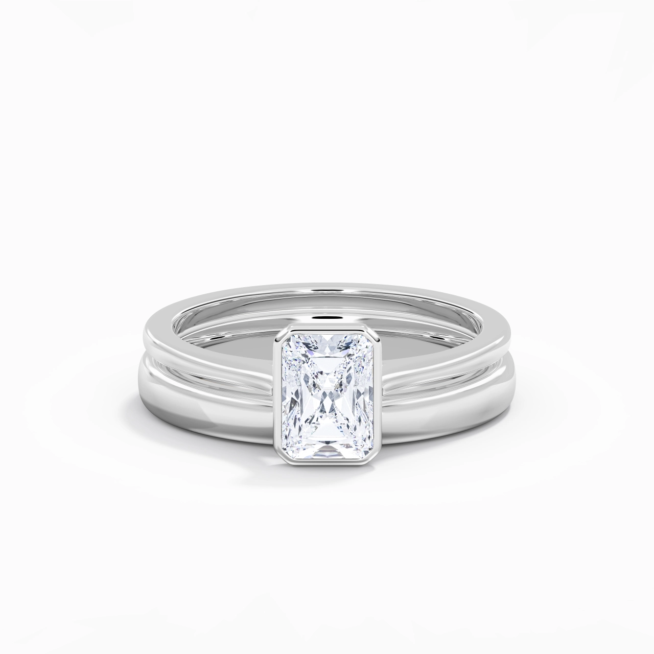 Solitaire Bezel Bridal Set 1.00ct Moissanite