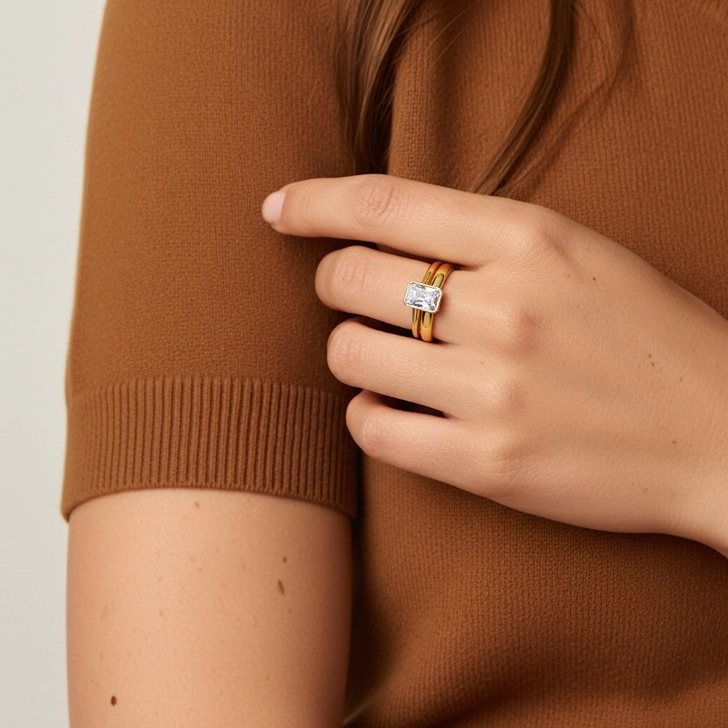 Solitaire Bezel Bridal Set 1.00ct Moissanite