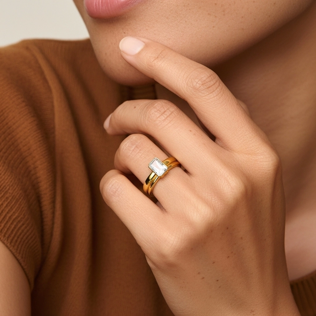 Solitaire Bezel Bridal Set 1.00ct Moissanite