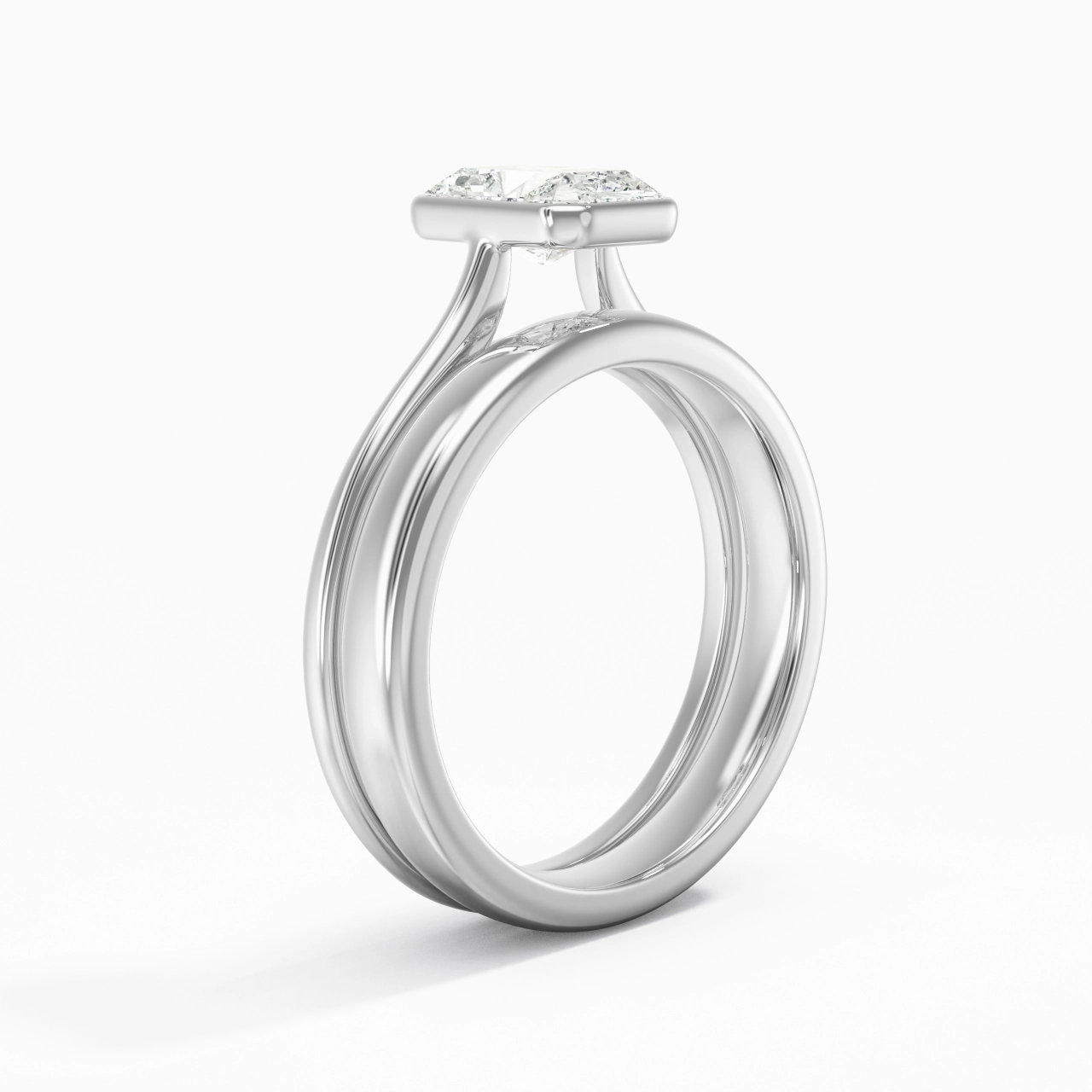 Solitaire Bezel Bridal Set 1.00ct Moissanite