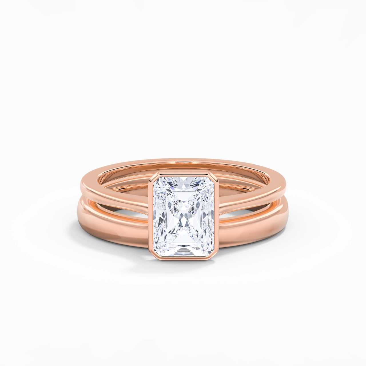 Solitaire Bezel Bridal Set 2.00ct Moissanite
