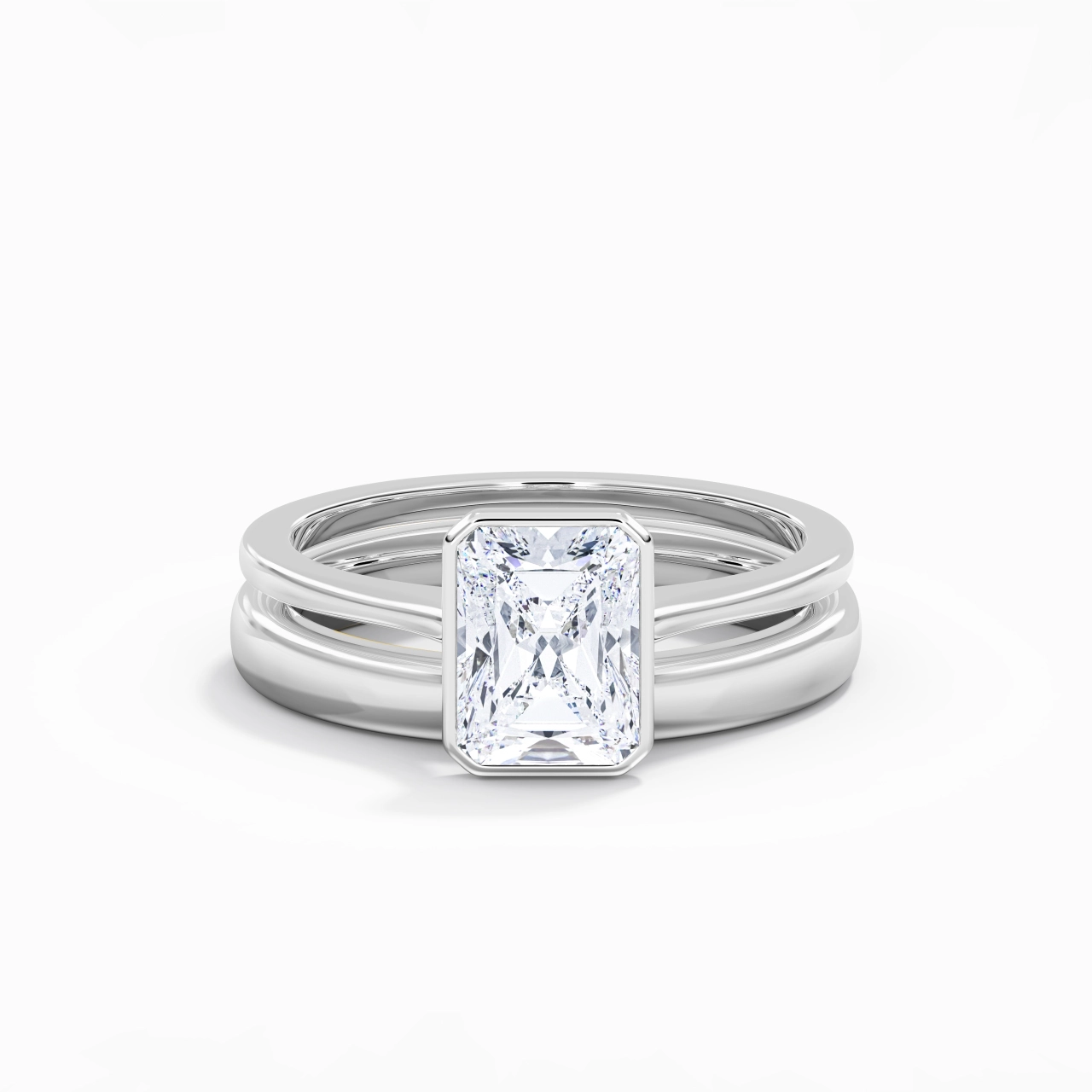 Solitaire Bezel Bridal Set 2.00ct Moissanite