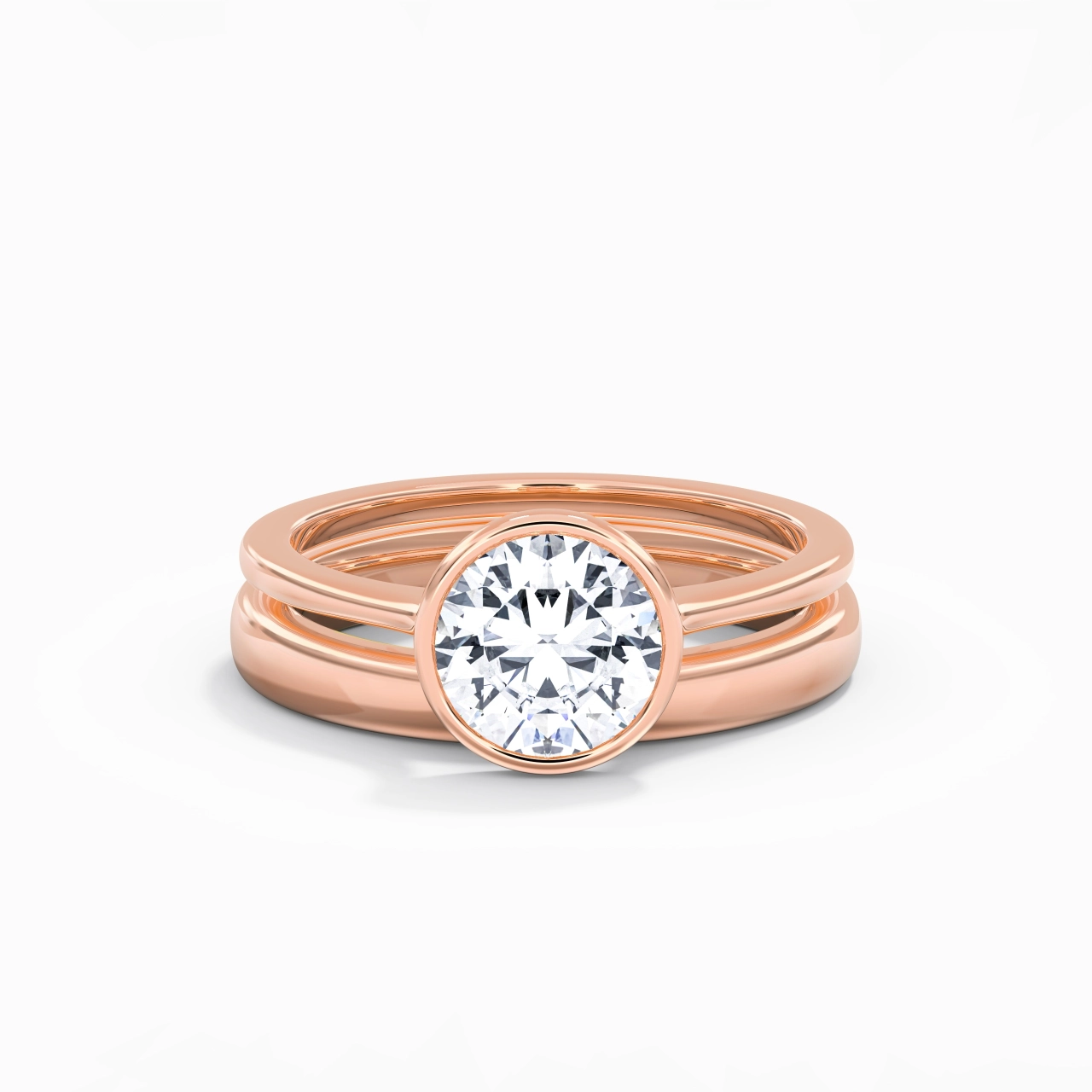 Solitaire Bezel Bridal Set 1.50ct Moissanite