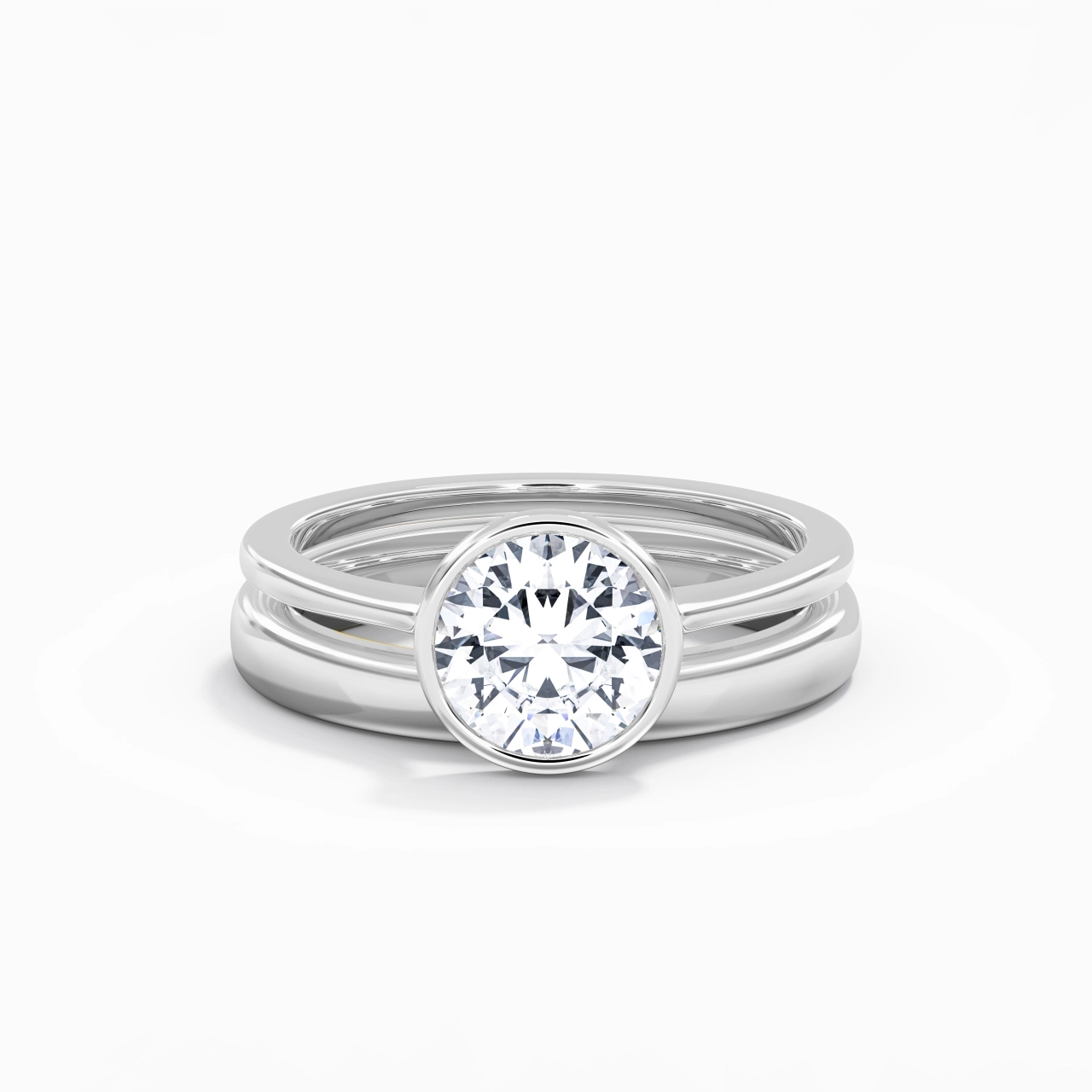 Solitaire Bezel Bridal Set 1.50ct Moissanite
