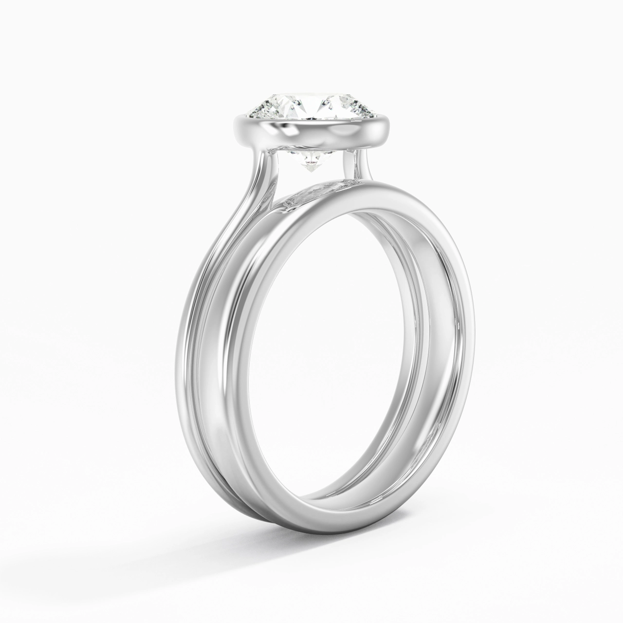 Solitaire Bezel Bridal Set 1.50ct Moissanite