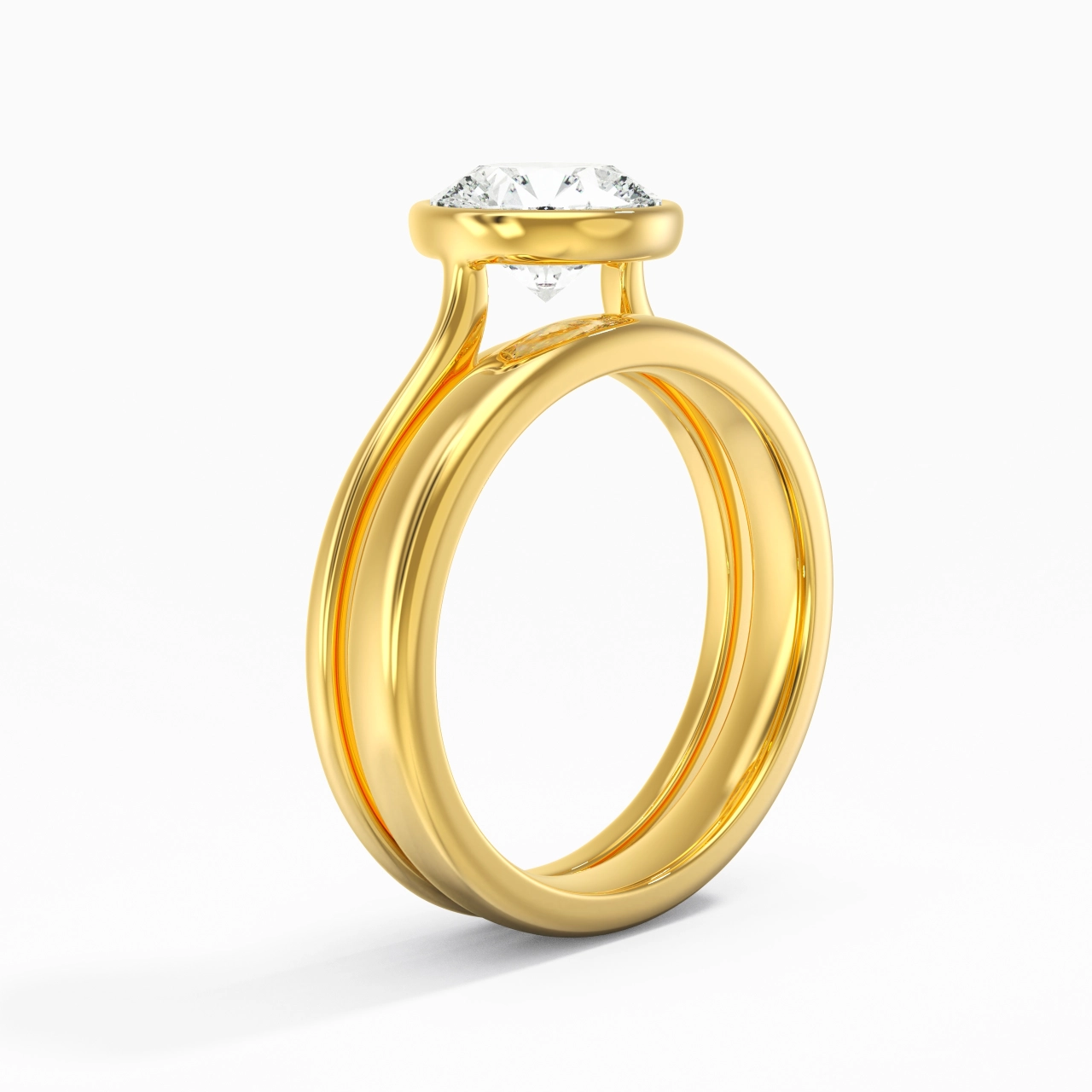 Solitaire Bezel Bridal Set 1.50ct Moissanite