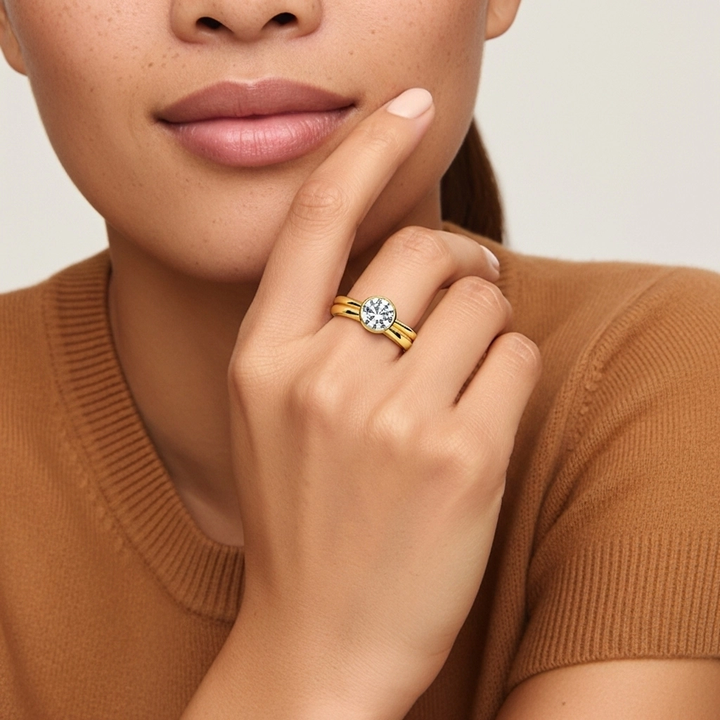 Solitaire Bezel Bridal Set 1.00ct Moissanite