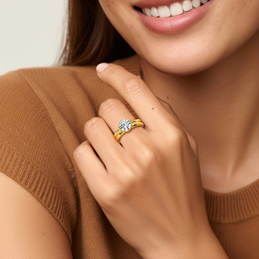 Solitaire Bezel Bridal Set 1.00ct Moissanite