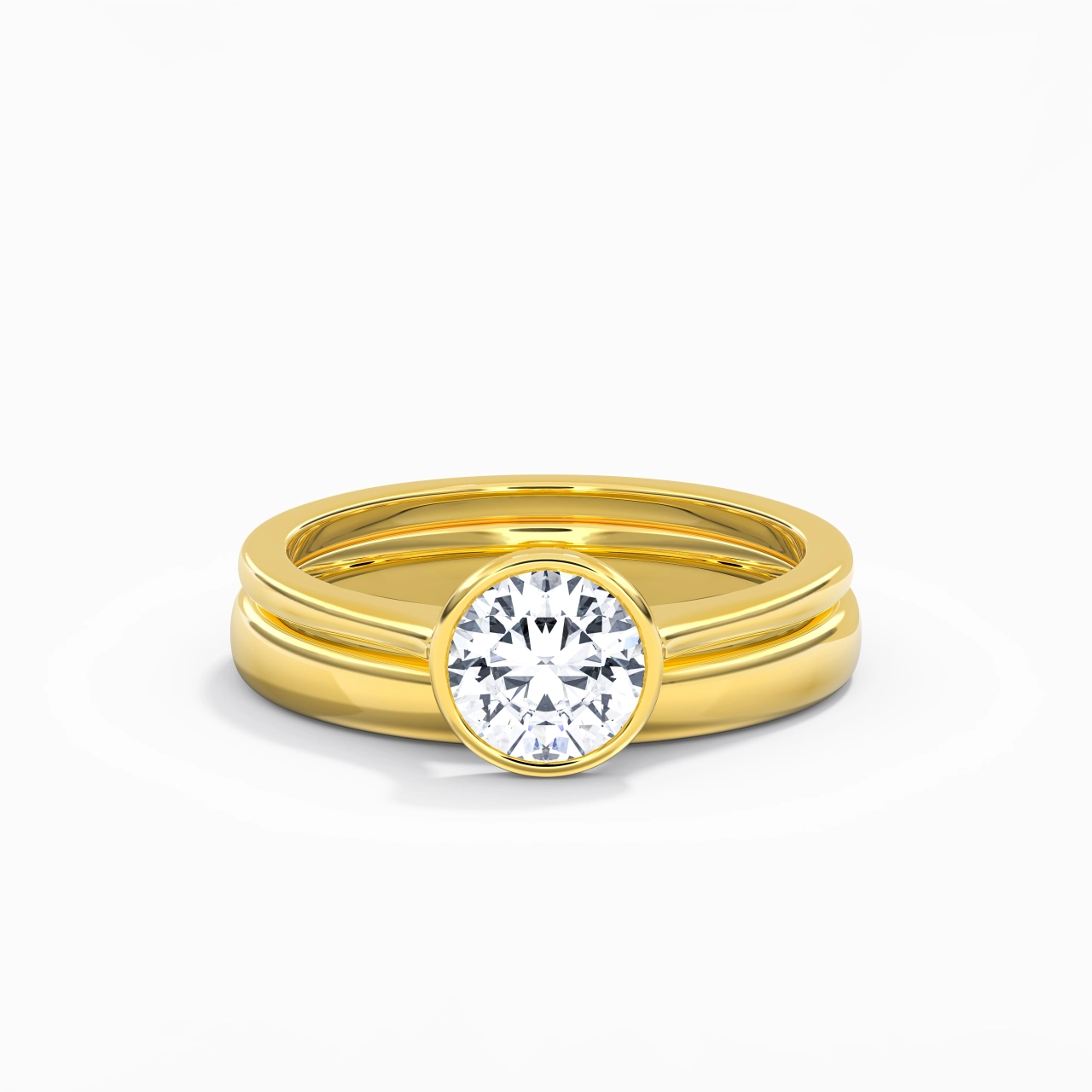 Solitaire Bezel Bridal Set 1.00ct Moissanite