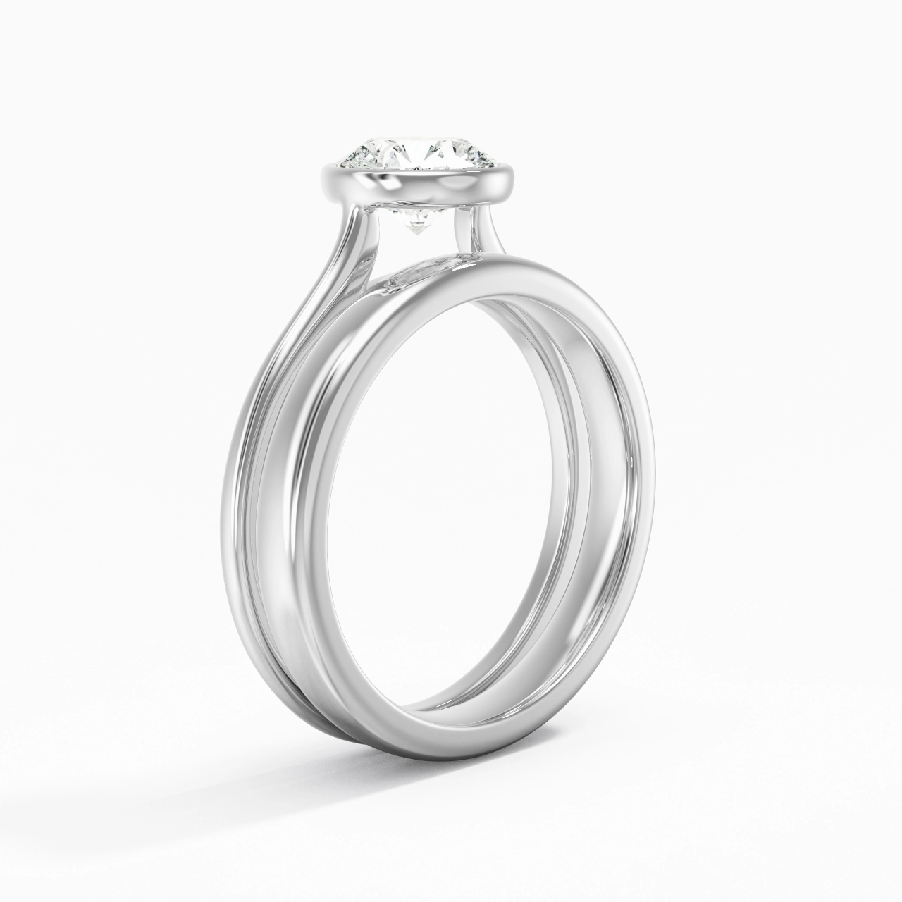 Solitaire Bezel Bridal Set 1.00ct Moissanite