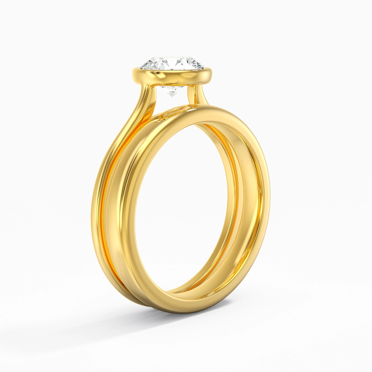 Solitaire Bezel Bridal Set 1.00ct Moissanite