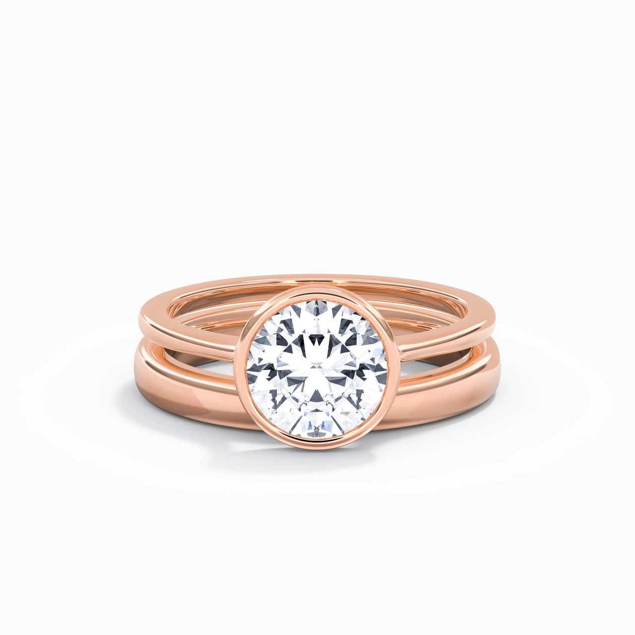 Solitaire Bezel Bridal Set 2.00ct Moissanite