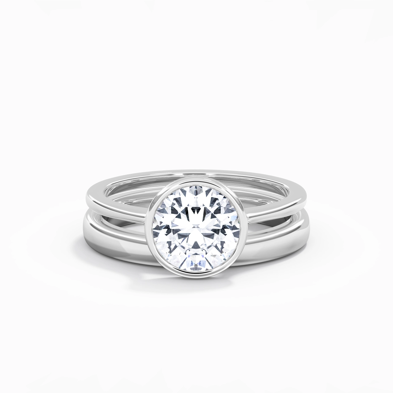Solitaire Bezel Bridal Set 2.00ct Moissanite