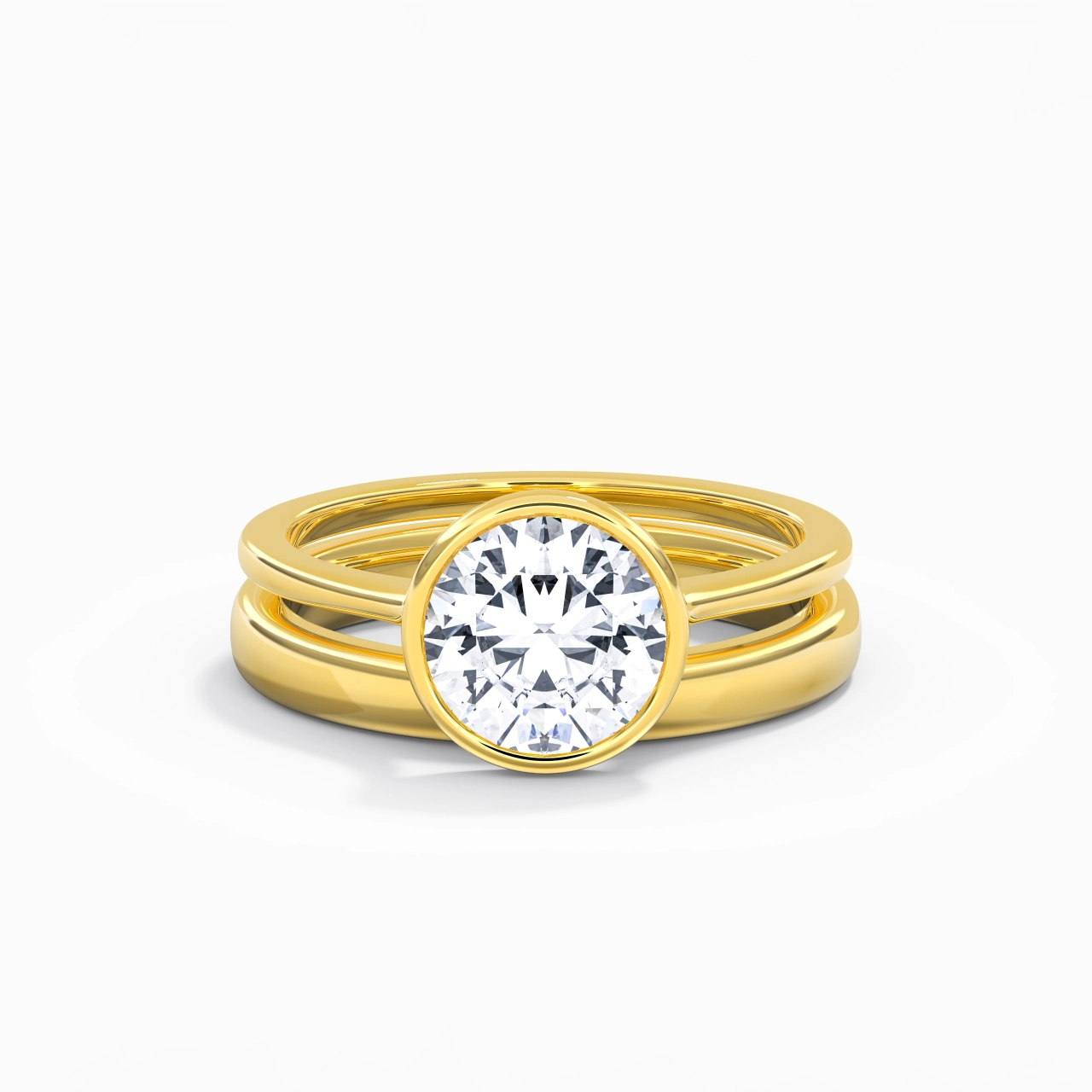 Solitaire Bezel Bridal Set 2.00ct Moissanite