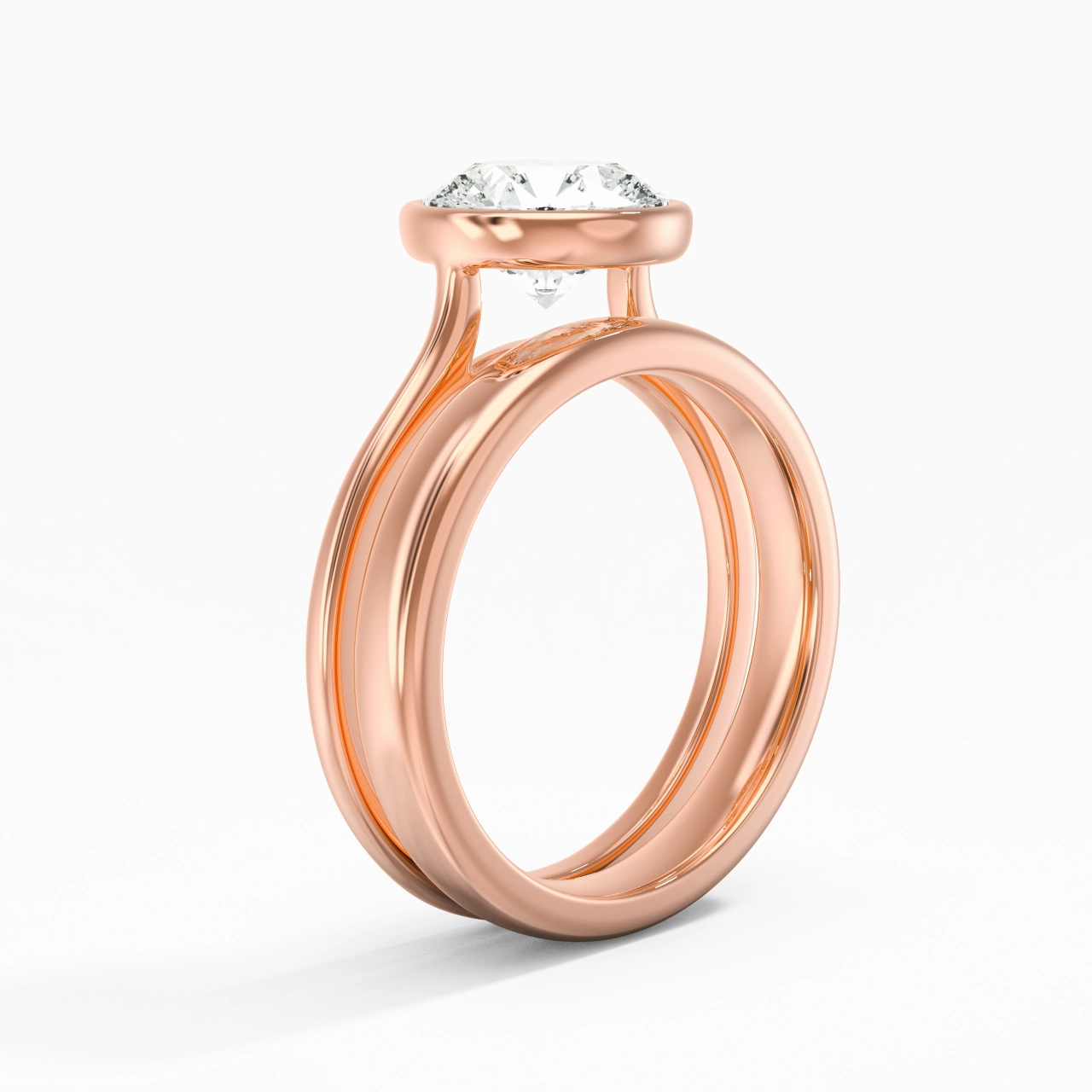 Solitaire Bezel Bridal Set 2.00ct Moissanite
