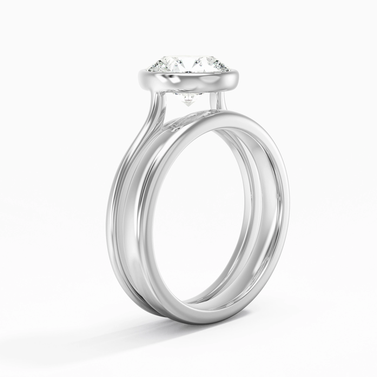 Solitaire Bezel Bridal Set 2.00ct Moissanite